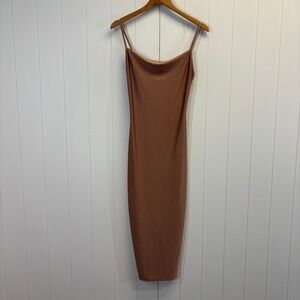 Y2K Cowl Neck Bodycon Spaghetti Strap Dress Women Size S Clubwear Cocktail Glam